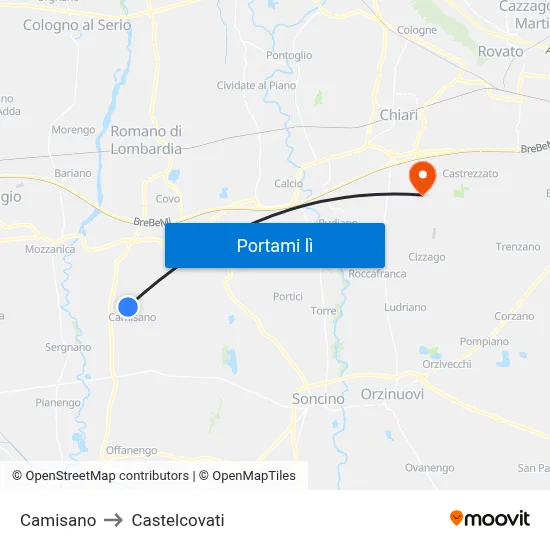 Camisano to Castelcovati map