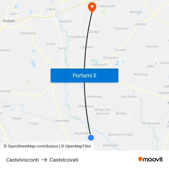 Castelvisconti to Castelcovati map