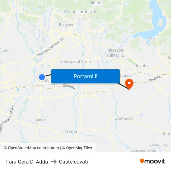 Fara Gera D' Adda to Castelcovati map