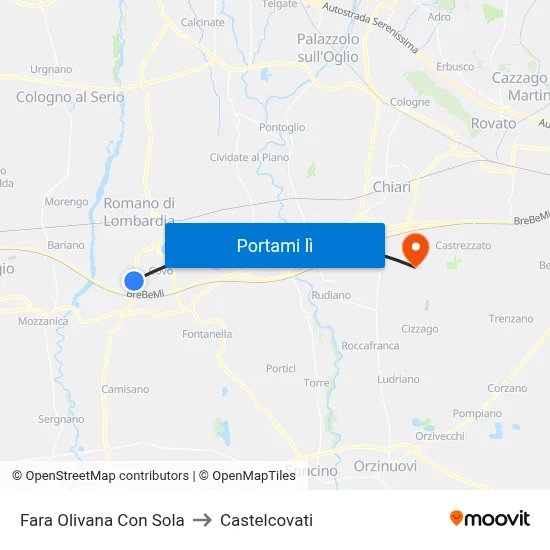 Fara Olivana Con Sola to Castelcovati map