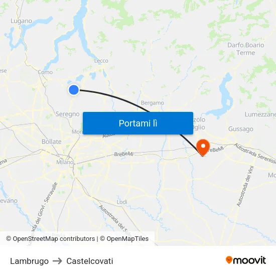 Lambrugo to Castelcovati map