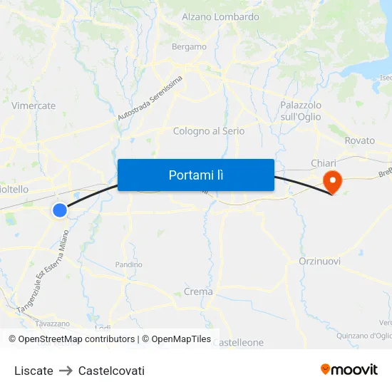 Liscate to Castelcovati map