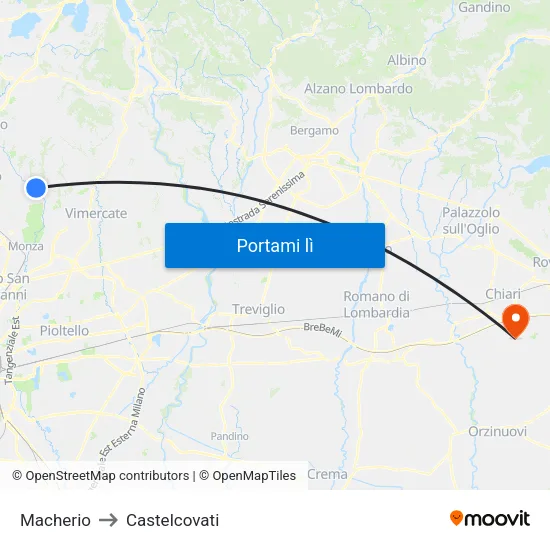 Macherio to Castelcovati map