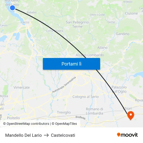 Mandello Del Lario to Castelcovati map