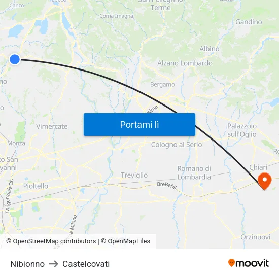 Nibionno to Castelcovati map