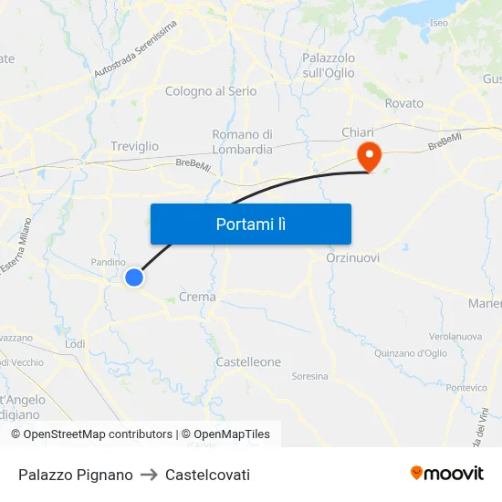 Palazzo Pignano to Castelcovati map