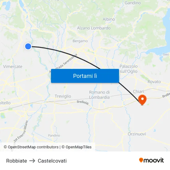 Robbiate to Castelcovati map