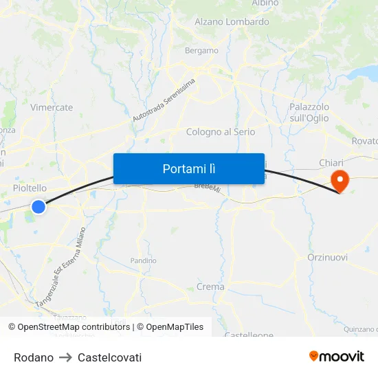 Rodano to Castelcovati map
