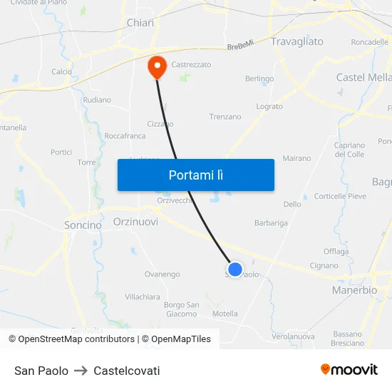 San Paolo to Castelcovati map