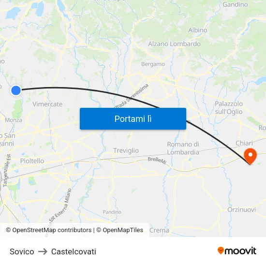 Sovico to Castelcovati map