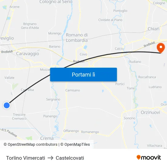 Torlino Vimercati to Castelcovati map