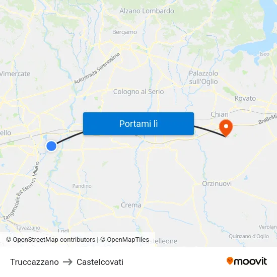 Truccazzano to Castelcovati map