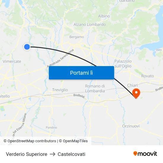 Verderio Superiore to Castelcovati map