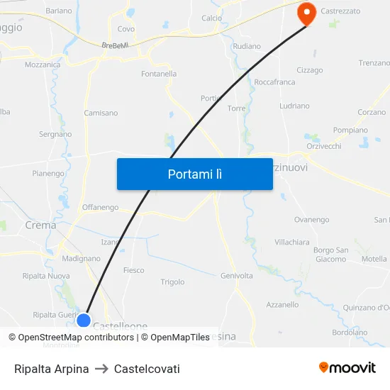 Ripalta Arpina to Castelcovati map