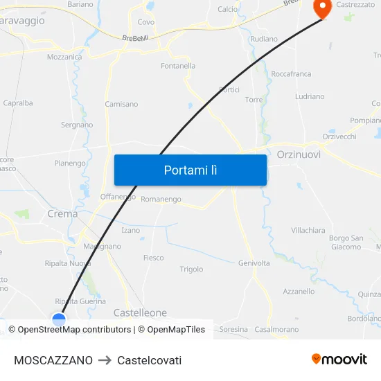 MOSCAZZANO to Castelcovati map