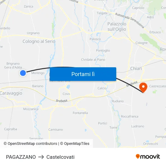 PAGAZZANO to Castelcovati map