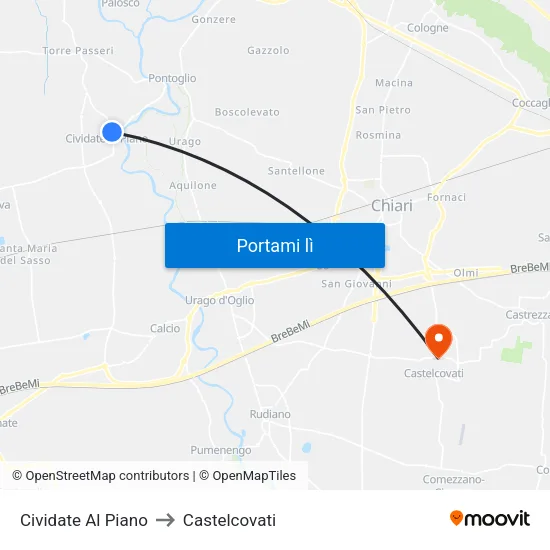 Cividate Al Piano to Castelcovati map