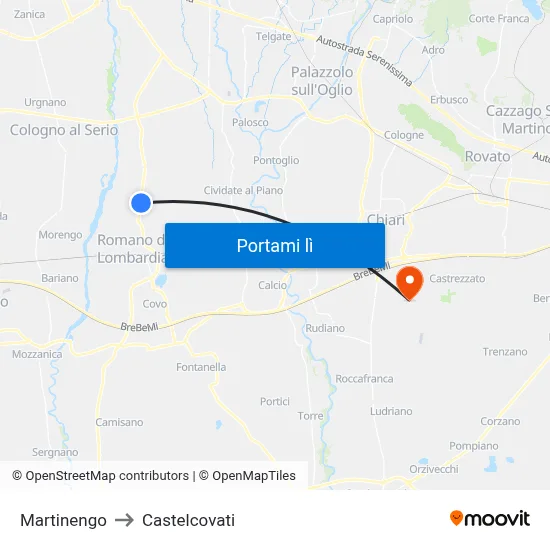Martinengo to Castelcovati map