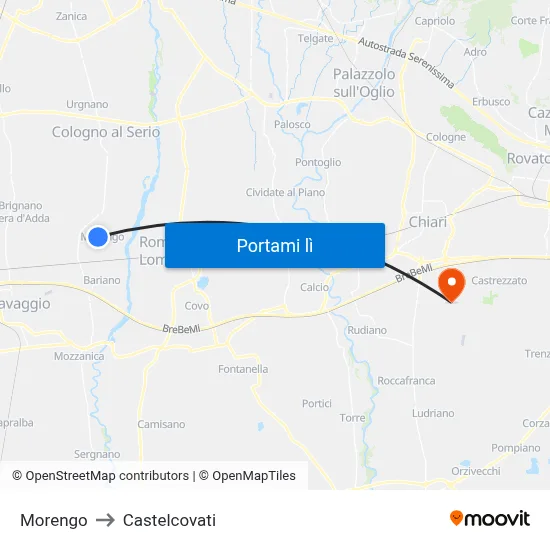 Morengo to Castelcovati map