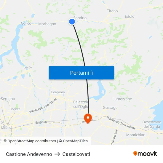 Castione Andevenno to Castelcovati map