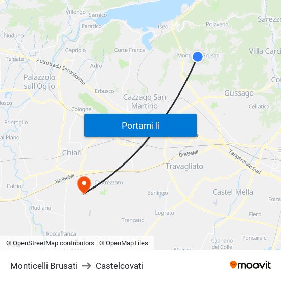 Monticelli Brusati to Castelcovati map