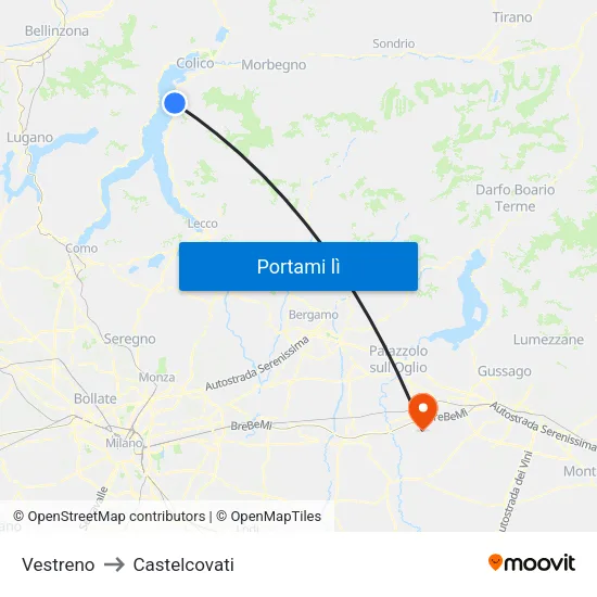 Vestreno to Castelcovati map