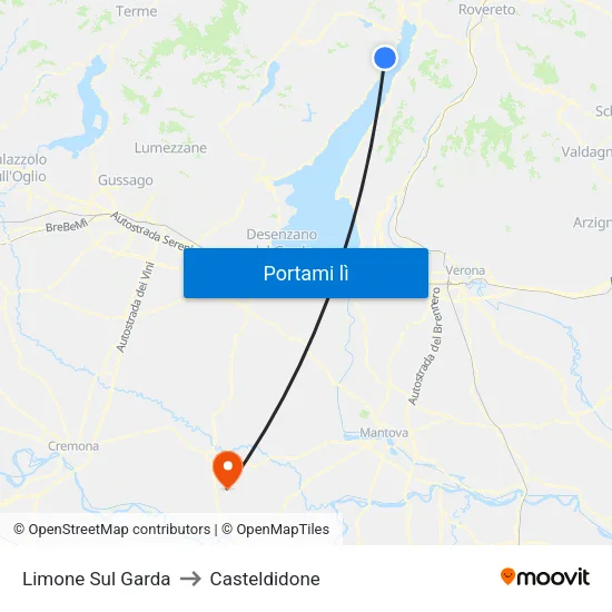 Limone Sul Garda to Casteldidone map