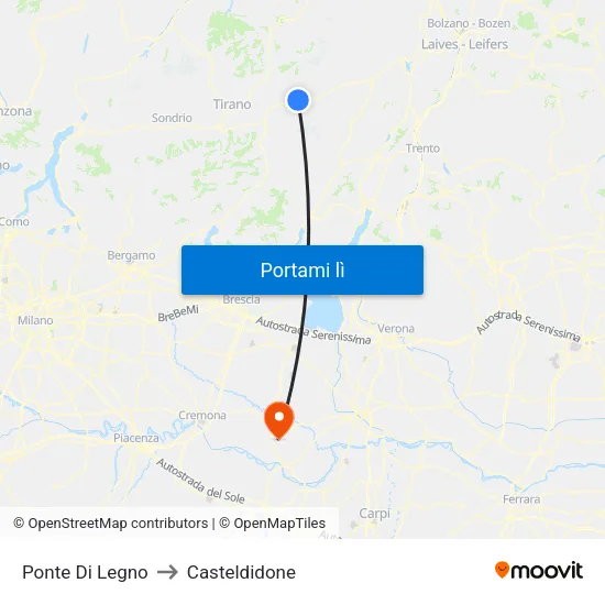 Ponte Di Legno to Casteldidone map