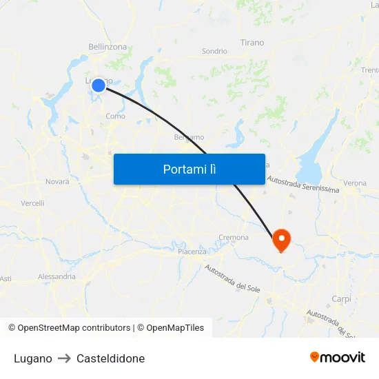 Lugano to Casteldidone map