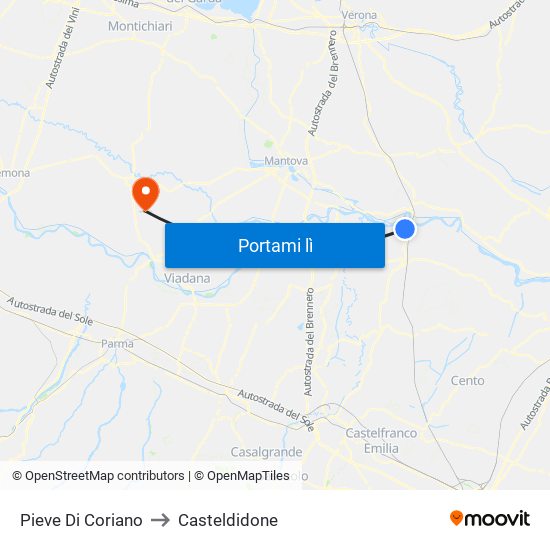 Pieve Di Coriano to Casteldidone map