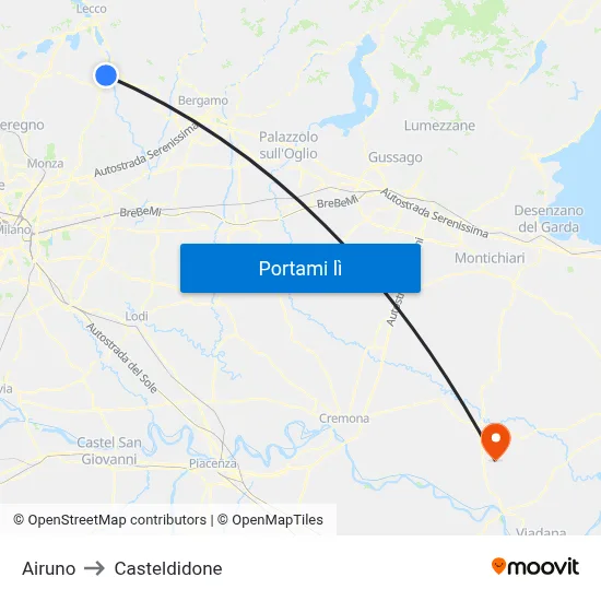 Airuno to Casteldidone map