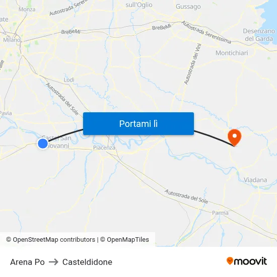 Arena Po to Casteldidone map