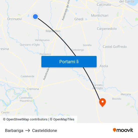 Barbariga to Casteldidone map