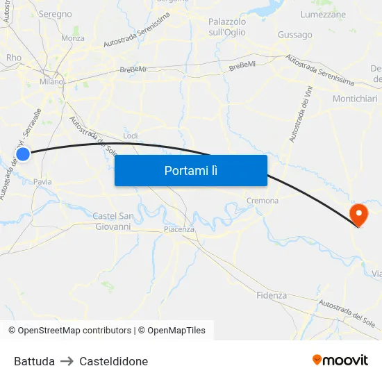 Battuda to Casteldidone map