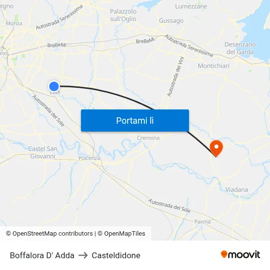 Boffalora D' Adda to Casteldidone map