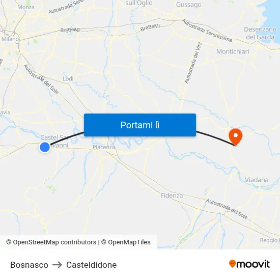 Bosnasco to Casteldidone map