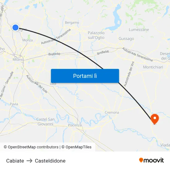 Cabiate to Casteldidone map