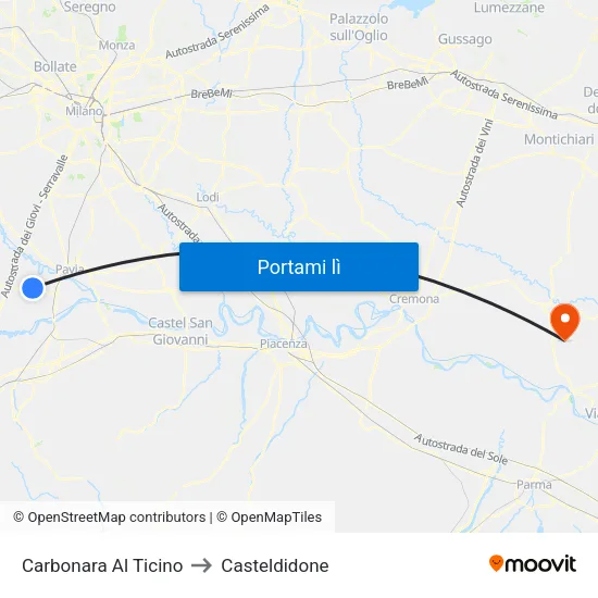 Carbonara Al Ticino to Casteldidone map