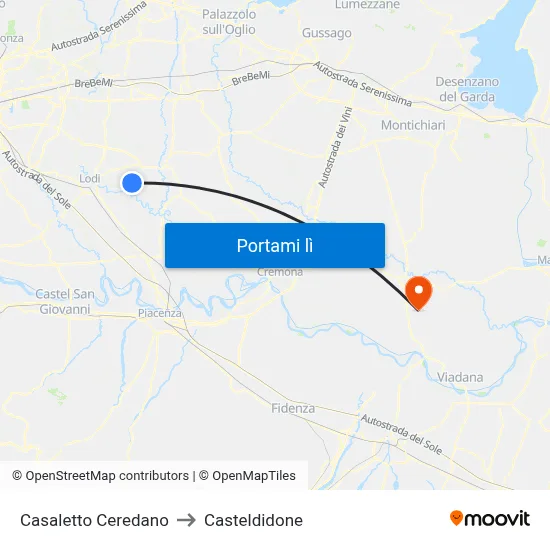 Casaletto Ceredano to Casteldidone map