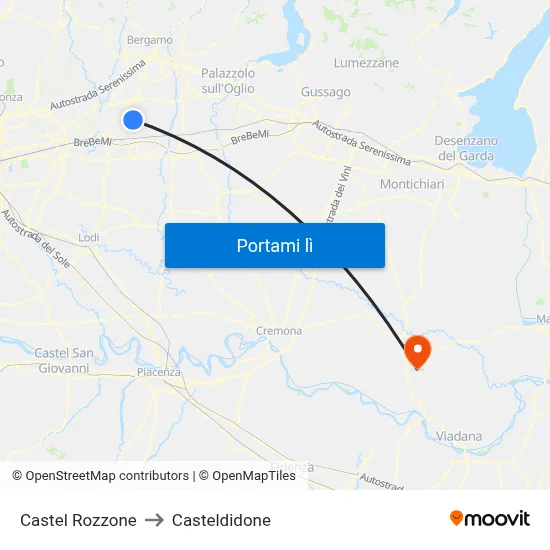 Castel Rozzone to Casteldidone map