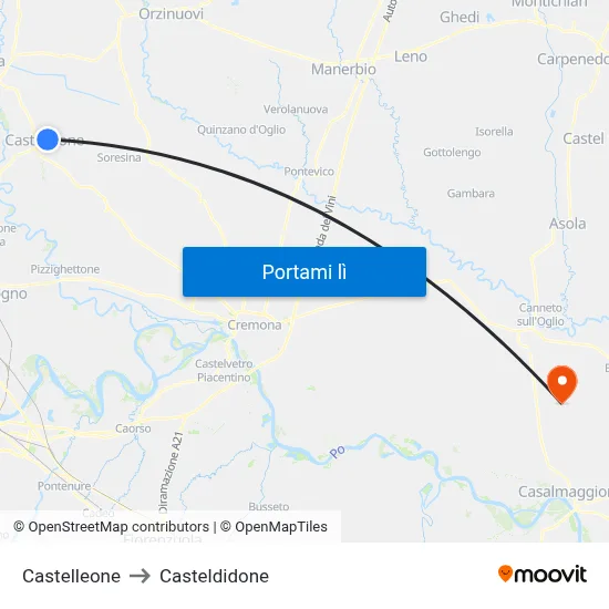 Castelleone to Casteldidone map