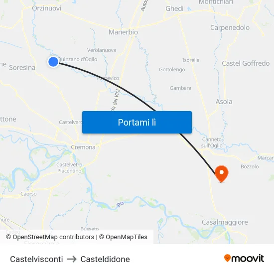 Castelvisconti to Casteldidone map