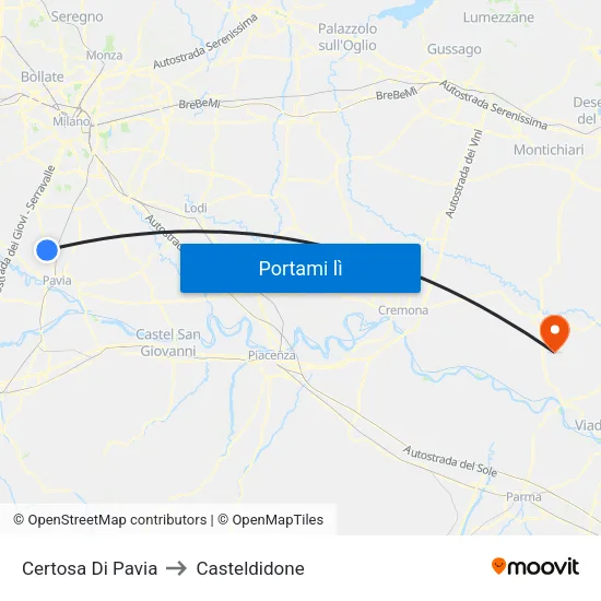 Certosa Di Pavia to Casteldidone map
