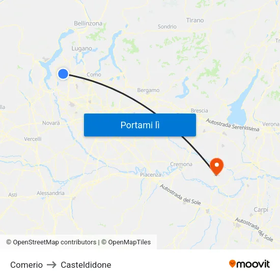 Comerio to Casteldidone map