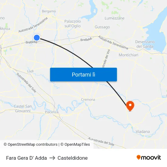 Fara Gera D' Adda to Casteldidone map