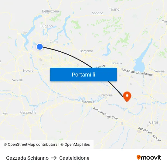 Gazzada Schianno to Casteldidone map