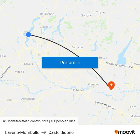 Laveno-Mombello to Casteldidone map