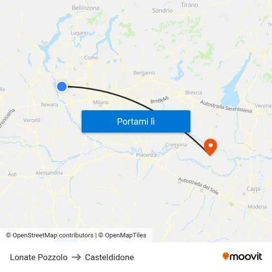 Lonate Pozzolo to Casteldidone map