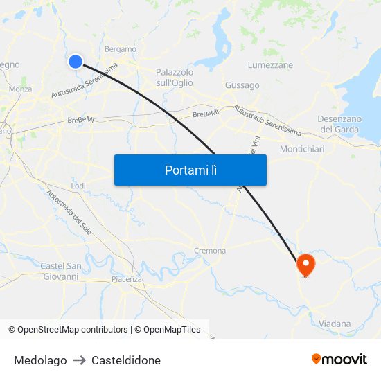 Medolago to Casteldidone map