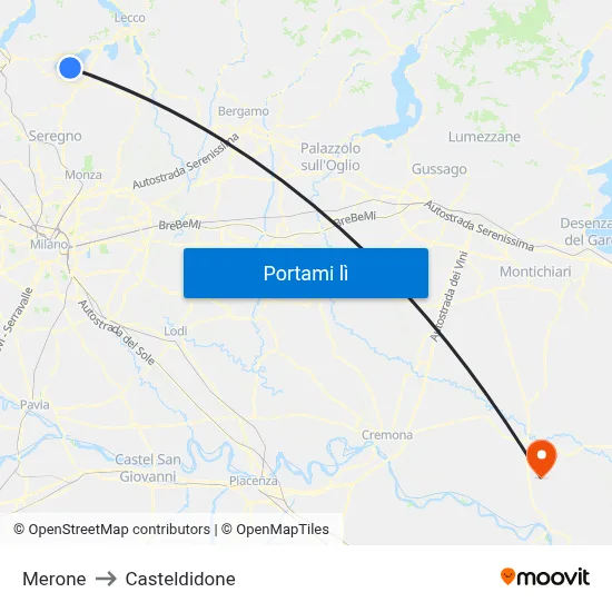 Merone to Casteldidone map